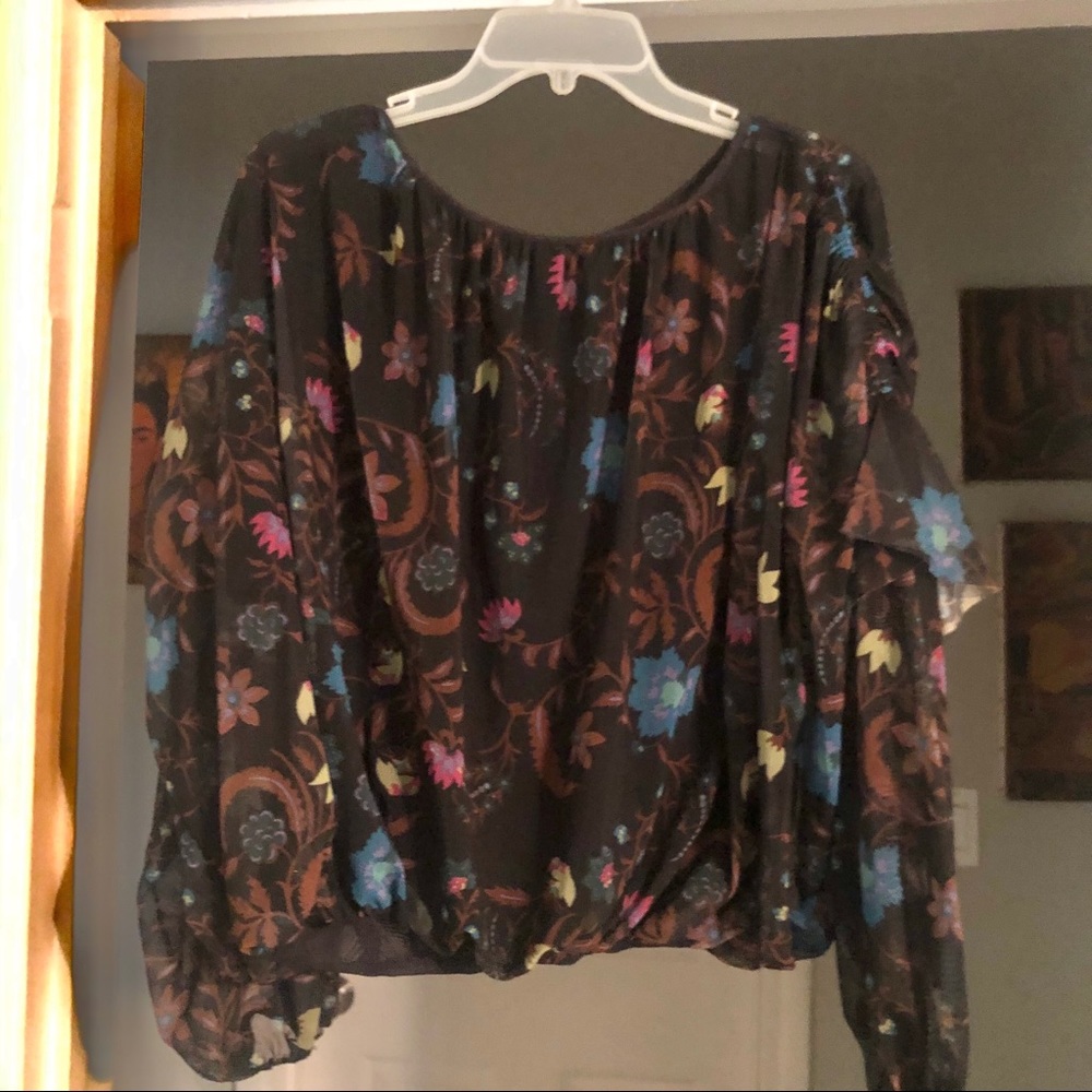 Free People floral long sleeve  blouse